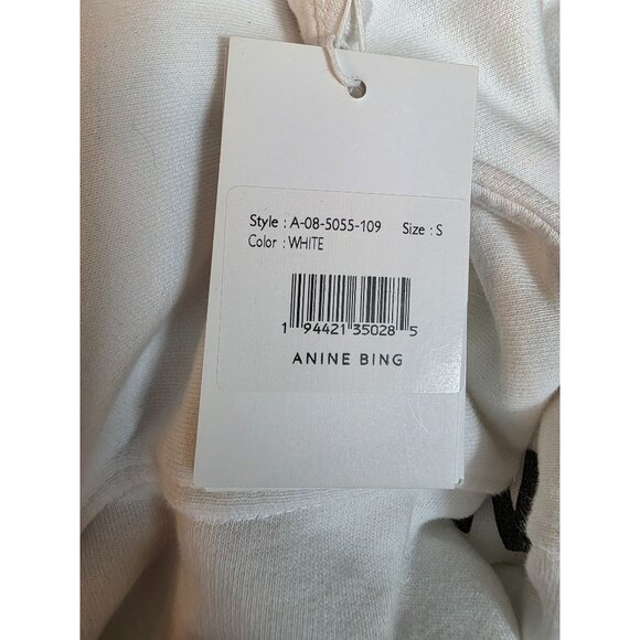 Anine Bing NWT Ramona Empowerment Sweatshirt Pullover Crew White Black Small - Picture 5 of 7